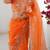 orange color oregenza silk thread sequince embroidered work saree with blouse