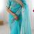 skyblue color oregenza silk thread sequince embroidered work saree with blouse