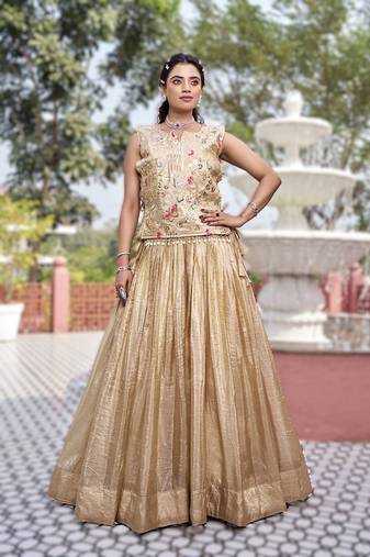 chiku gold crush embroidered lehenga choli