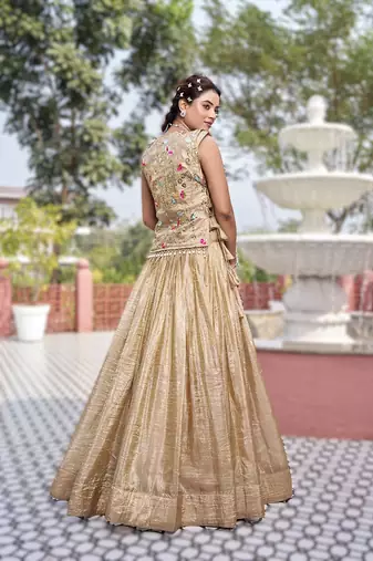 chiku gold crush embroidered lehenga choli