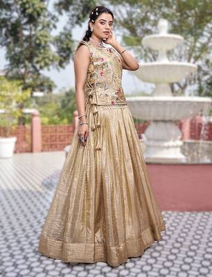 chiku gold crush embroidered lehenga choli 3
