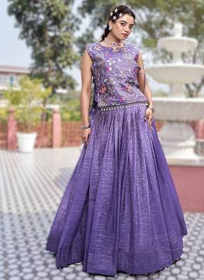 purple gold crush embroidered lehenga choli 1