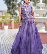 purple gold crush embroidered lehenga choli