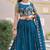teal blue vichitra silk lehenga with thread work