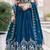 teal blue vichitra silk lehenga with thread work
