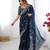 blue color art silk blend thread sequince embroidered saree with blouse