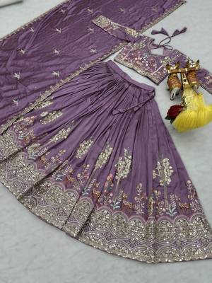 purple vichitra silk lehenga with embroidery 3