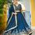navy blue vichitra silk floral lehenga