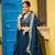 navy blue vichitra silk floral lehenga