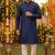 Men’s silk jacquard blue kurta with cotton pyjama