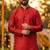 Men   s silk jacquard maroon kurta with cotton pyjama