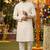 Men   s silk jacquard off-white kurta with cotton pyjama