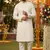 Men   s silk jacquard off-white kurta with cotton pyjama
