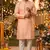 Men   s silk jacquard peach kurta with cotton pyjama
