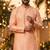 Men   s silk jacquard peach kurta with cotton pyjama