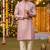 Men   s silk jacquard rose pink kurta with cotton pyjama
