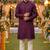 Men   s silk jacquard wine kurta with cotton pyjama