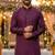 Men   s silk jacquard wine kurta with cotton pyjama