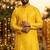 Men   s silk jacquard yellow kurta with cotton pyjama