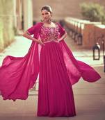 Pink embroidered georgette anarkali-salwar-kameez