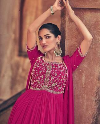 Pink embroidered georgette anarkali-salwar-kameez 2