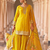Yellow embroidered silk sharara salwar kameez