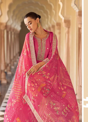 Pink embroidered silk sharara salwar kameez 2