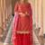 Red embroidered silk sharara salwar kameez