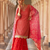 Red embroidered silk sharara salwar kameez