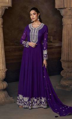 Purple embroidered georgette anarkali-salwar-kameez 3