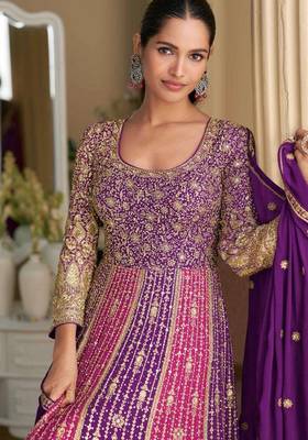 Purple embroidered georgette anarkali-salwar-kameez 2