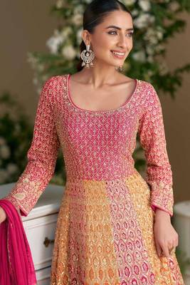 Pink embroidered georgette anarkali-salwar-kameez 2