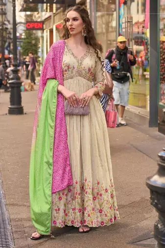 Cream embroidered silk silk-salwar-kameez