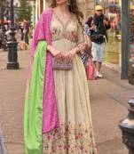 Cream embroidered silk silk-salwar-kameez