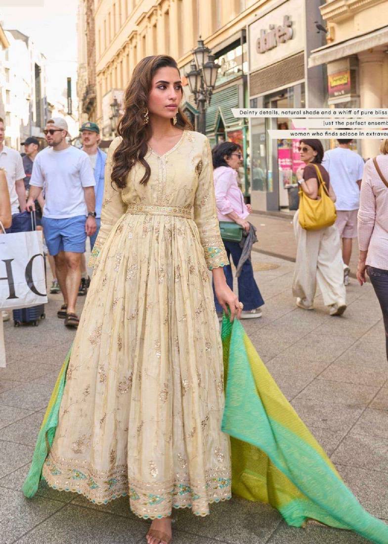 Cream embroidered silk silk-salwar-kameez