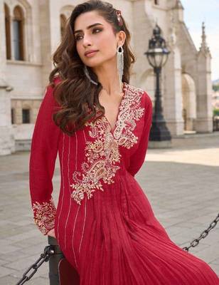 Red embroidered silk party-wear-salwar-kameez 2