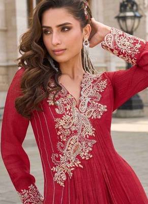 Red embroidered silk party-wear-salwar-kameez 3