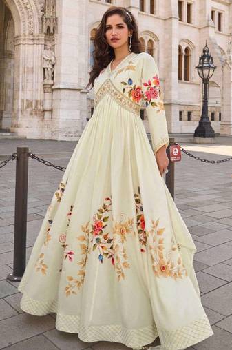 Cream embroidered silk party-wear-salwar-kameez