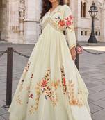 Cream embroidered silk party-wear-salwar-kameez