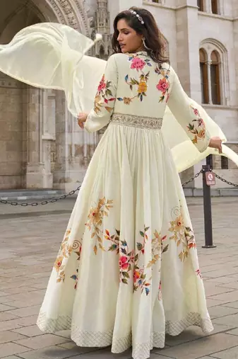 Cream embroidered silk party-wear-salwar-kameez