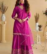 Magenta embroidered silk pakistani-salwar-kameez