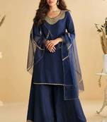 Navy blue embroidered silk wedding-salwar-kameez