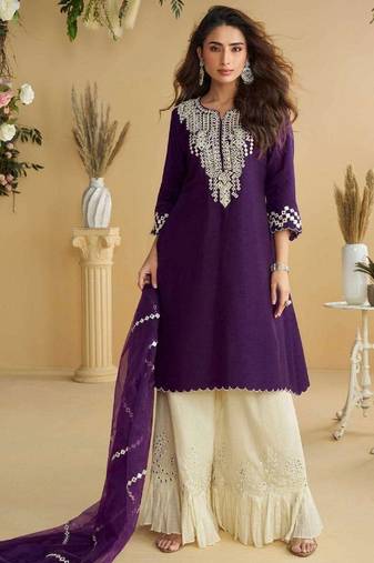 Purple embroidered silk wedding-salwar-kameez