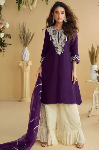 Purple embroidered silk wedding-salwar-kameez
