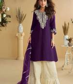 Purple embroidered silk wedding-salwar-kameez