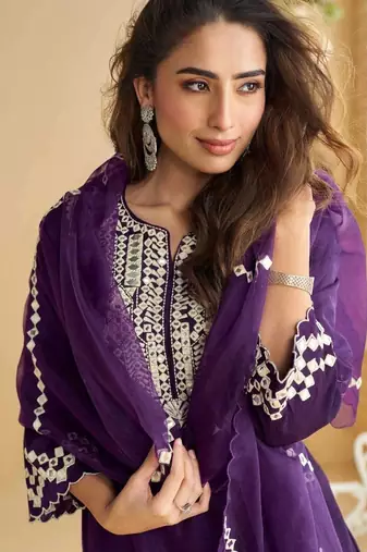 Purple embroidered silk wedding-salwar-kameez