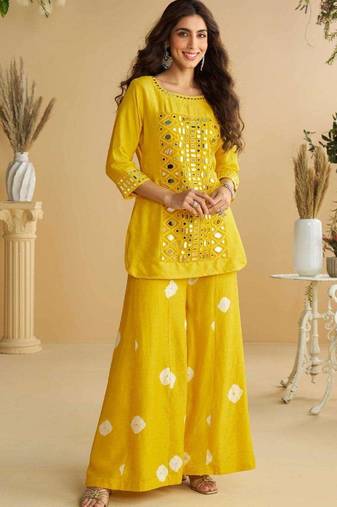 Yellow embroidered silk wedding-salwar-kameez