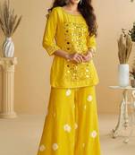 Yellow embroidered silk wedding-salwar-kameez