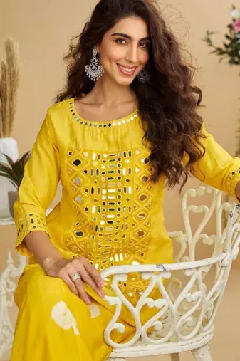 Yellow embroidered silk wedding-salwar-kameez