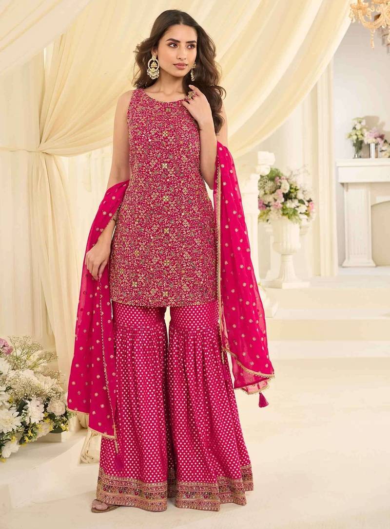 Pink embroidered silk pakistani-salwar-kameez